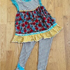 Matilda Jane Colorful Floral Dress with Striped Leggings